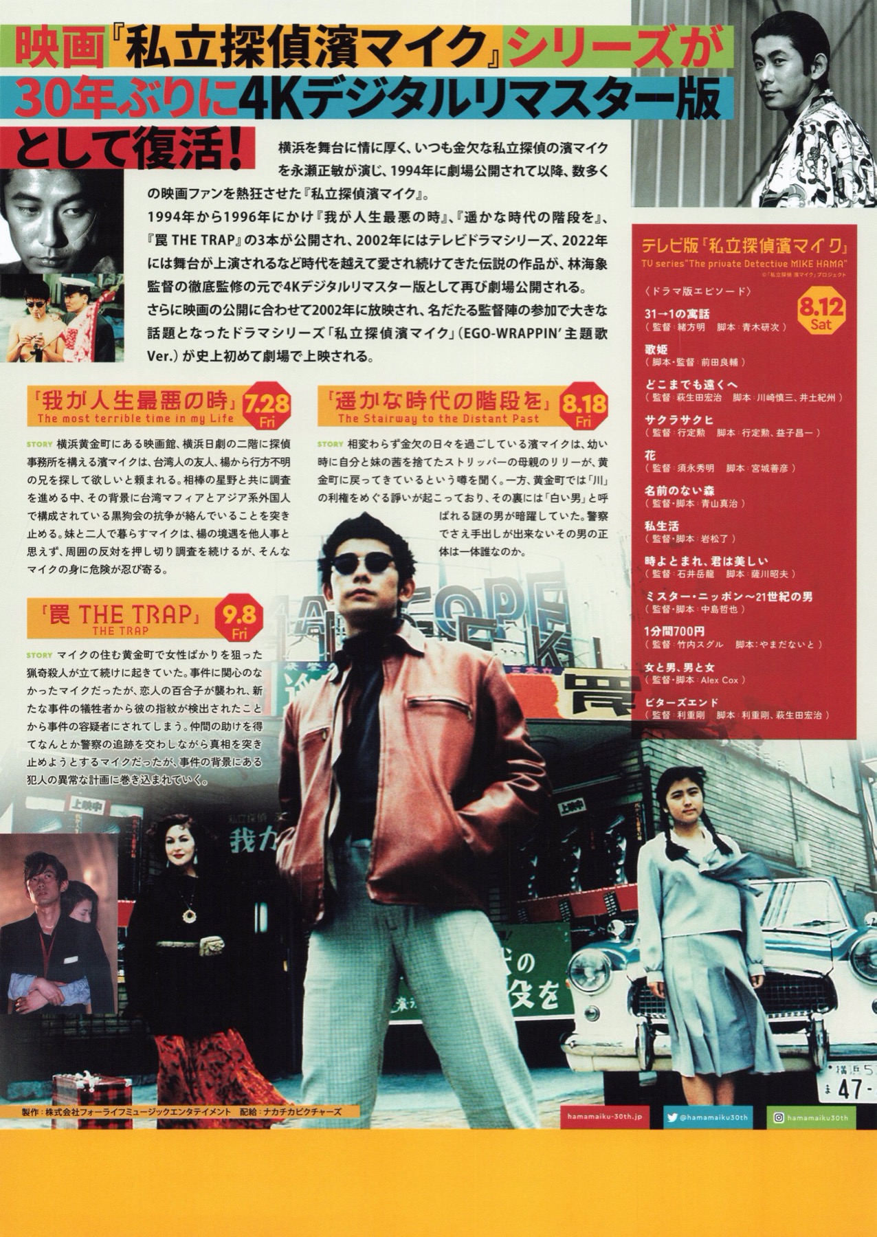 映画チラシサイト：30周年記念4Kデジタルリマスター上映 私立探偵 濱マイク